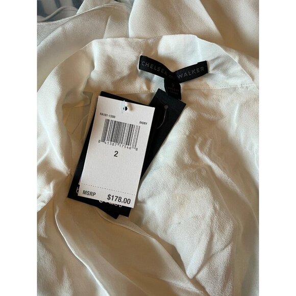 Chelsea And Walker Sheer White Sleeveless Silk Bow Top NWT Size 2 - Picture 7 of 7